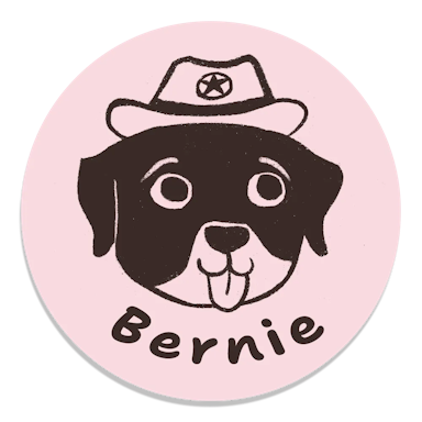 a doodle of Mary's dog Bernie with a cowboy hat